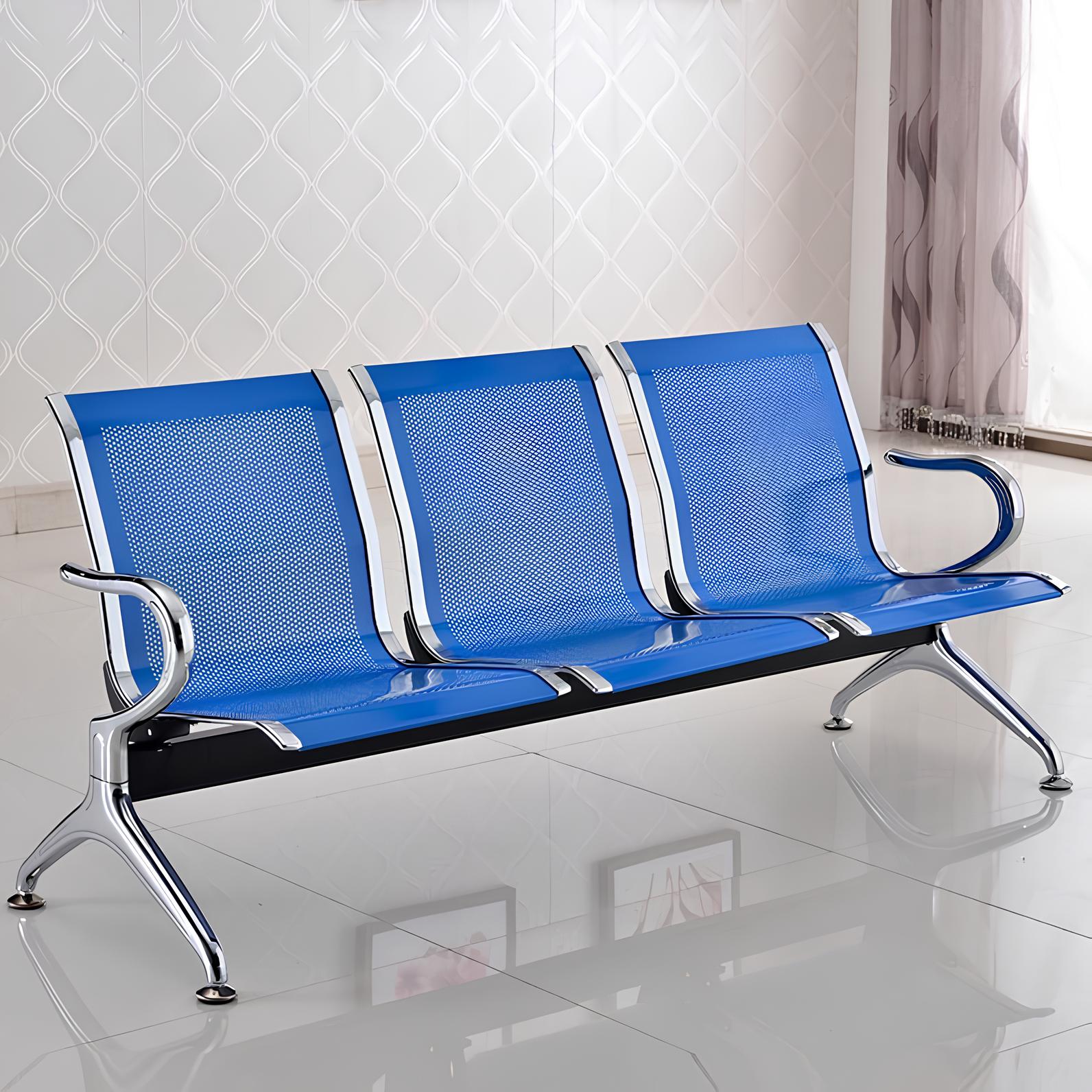Airport 3-Seater Metallic Office Bench