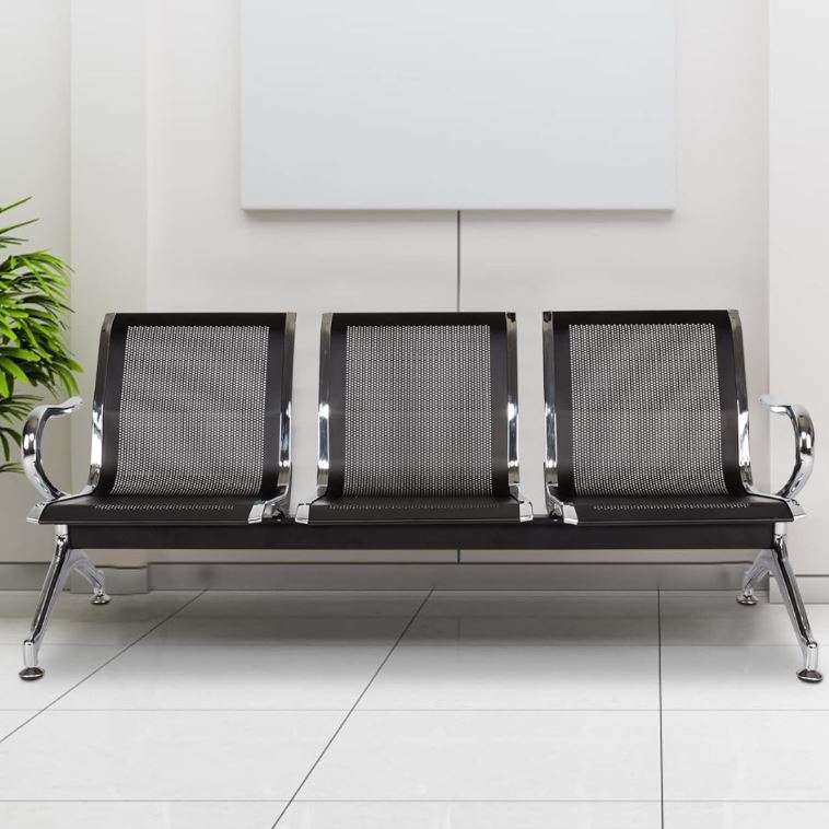 Airport 3-Seater Metallic Office Bench