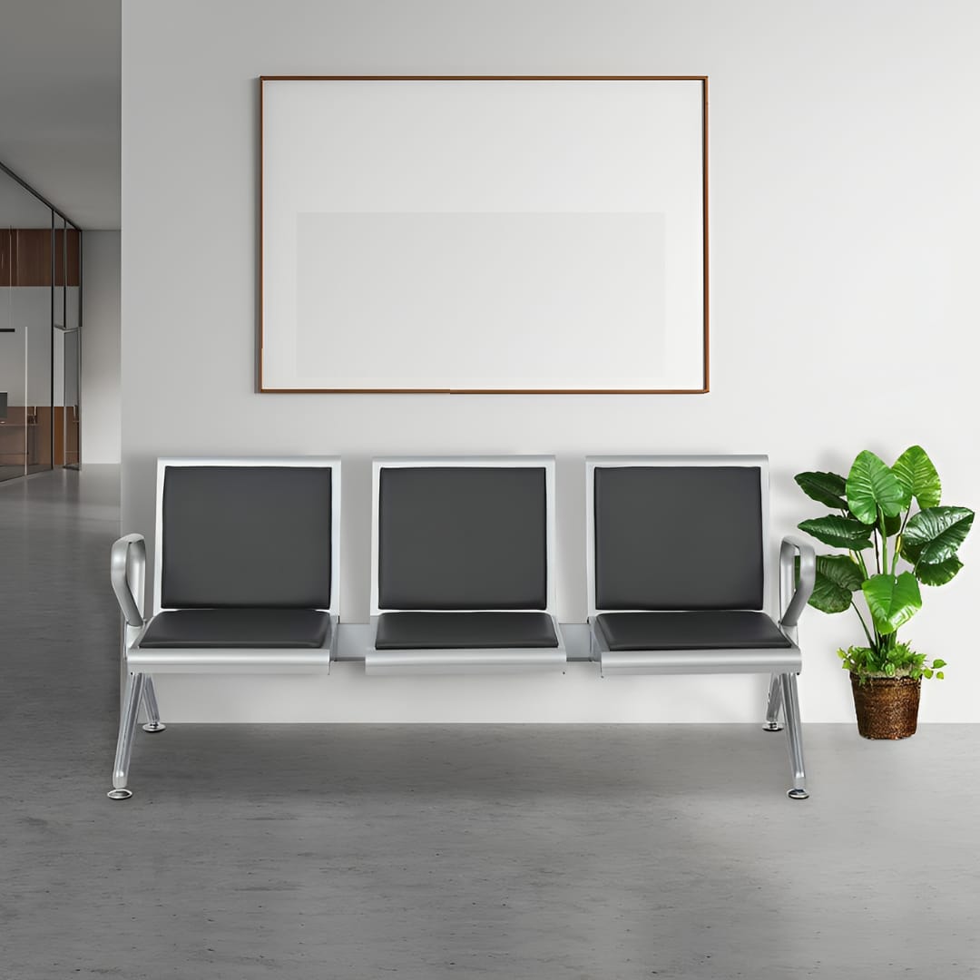 3-Link Leather Padded Waiting Bench