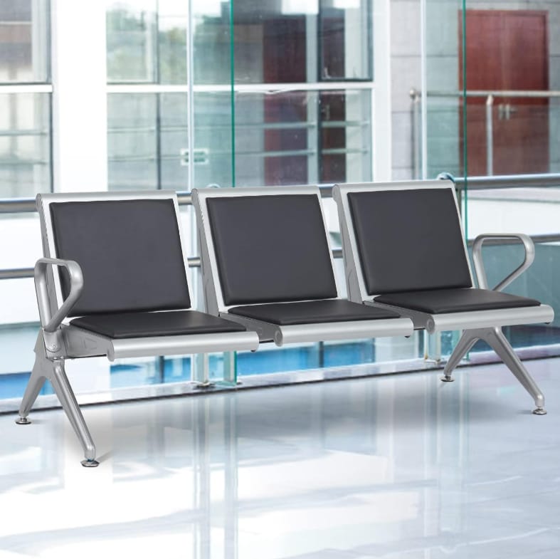 3-Link Leather Padded Waiting Bench