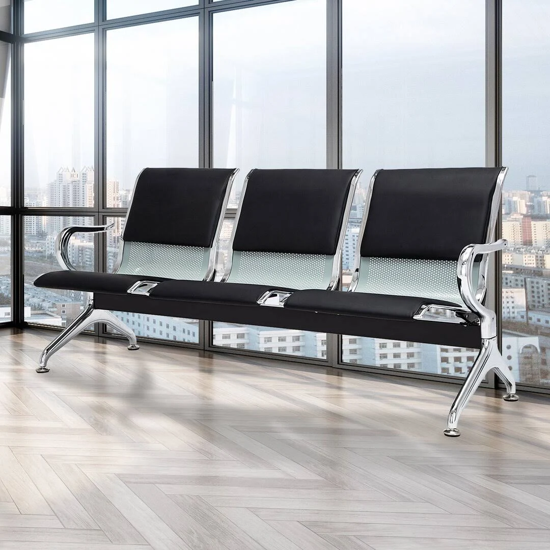 3-Link Leather Padded Waiting Bench
