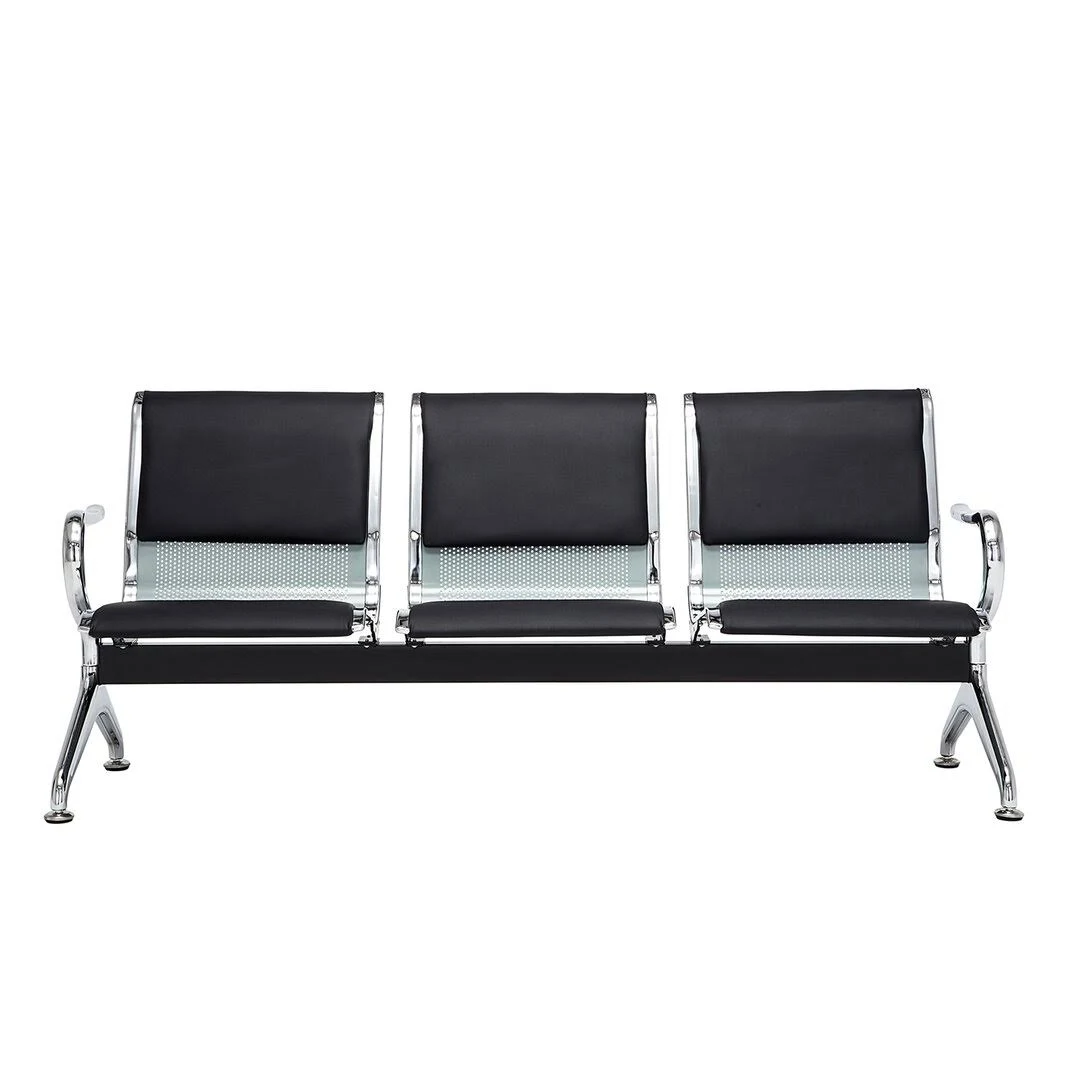 3-Link Leather Padded Waiting Bench